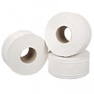 image of 2Work White 2-Ply Mini Jumbo Roll 92mmx200m Pack of 12 2W70323