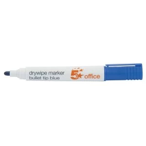 image of Office Drywipe Marker XyleneToluene free Bullet Tip 3mm Line Blue Pack