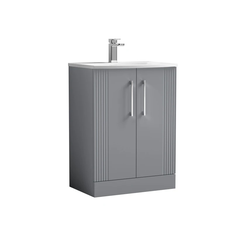 Image of Balterley 2 Door Floor Standing Vanity Unit Curved Basin Grey 600mm Grey