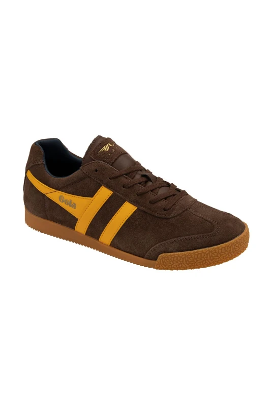 Image of Gola Classics Mens 'Harrier' Suede Lace-Up Trainers in Brown Size: 6 Brown Male 6