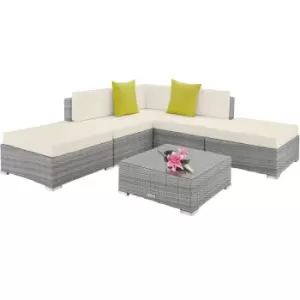 image of Tectake Paris Rattan Sofa Set - Light Grey