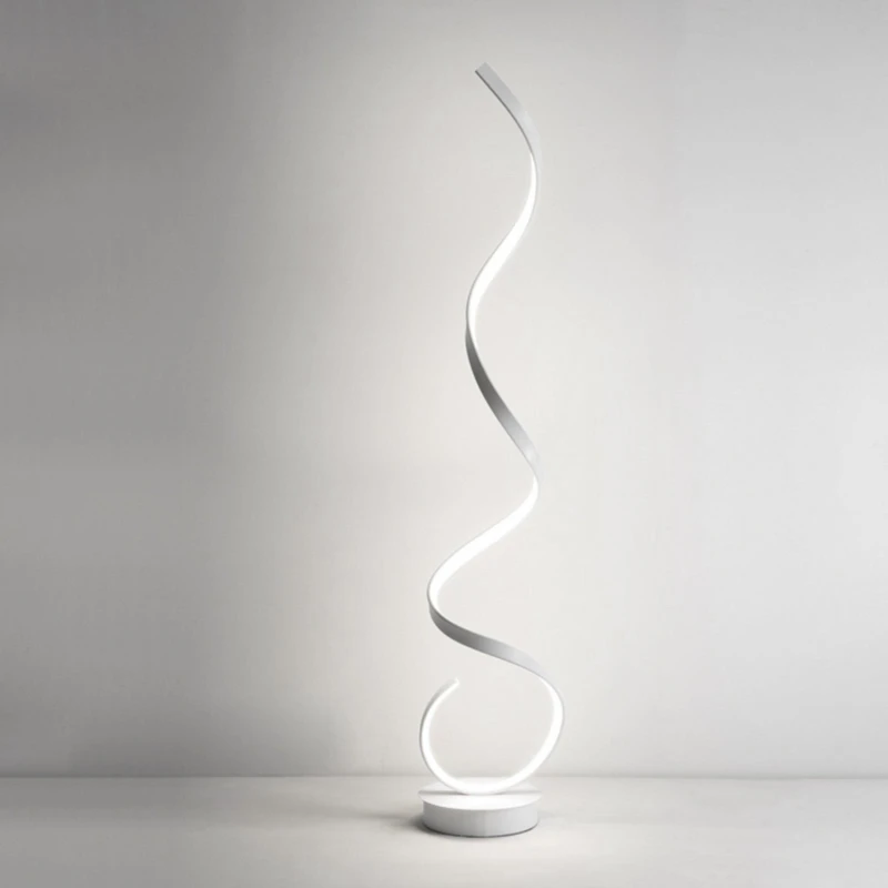 Image of Kabinet UK Modern White LED Spiral Floor Lamp for Living Room White unisex One size
