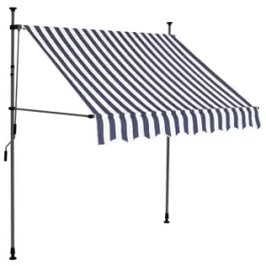 image of Vidaxl Manual Retractable Awning With LED 200cm Blue And White