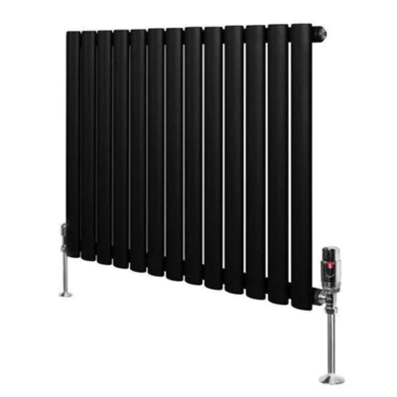 Image of Monstershop Oval Single Column Radiator & Valves - 600mm x 780mm - Black Unisex