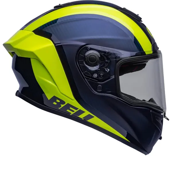 Image of Bell Race Star DLX Flex Tantrum 2 Dark Blue Hiviz Yellow Full Face Helmet S