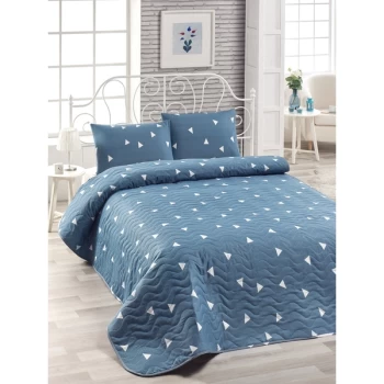 image of 162ELR69438 &Uuml;&ccedil;gen - Blue Blue White King Quilted Bedspread Set (FR)