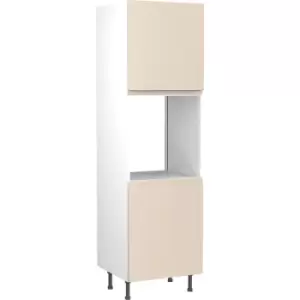 Image of Kitchen Kit Flatpack J-Pull Kitchen Cabinet Tall Single Oven Unit Super Gloss 600mm in Cashmere MFC