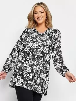 Image of Yours Long Sleeve Pleat Swing Mono, Black, Size 18, Women