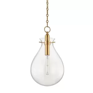 image of Ivy 1 Light Medium Pendant Brass, Glass