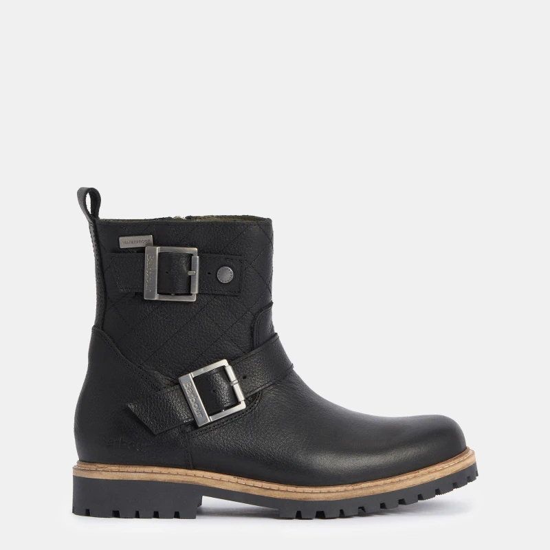 Image of Barbour Womens Bramble Waterproof Leather Biker Boots - UK 5 Black Boots female LFO0720BK92 5