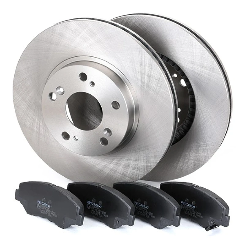 Image of RIDEX 3405B0189 Brake disc and pads set Front Axle, Brake Disc Type: Vented Brake Set,disc brakes (3405)