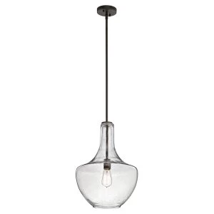Image of 1 Light Medium Dome Ceiling Pendant Light Bronze, E27
