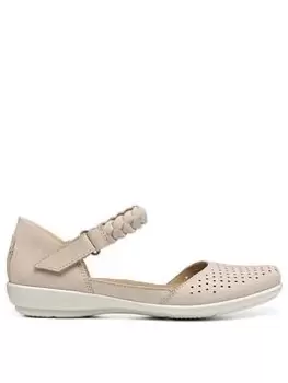 image of Hotter Hotter Blake Wide Fitting Nubuck Strap Front Shoes - Hummus, Beige, Size 5, Women