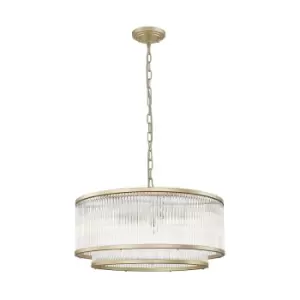 Image of Sergio Cylindrical Pendant Ceiling Light, Matt Gold, 6x E14