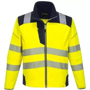 Image of PW3 Hi Vis Soft Shell Winter Rain Jacket Yellow / Navy 3XL