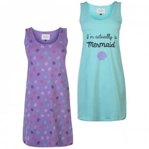 image of Rock and Rags Two Pack Nightdress - Purple Mermaid