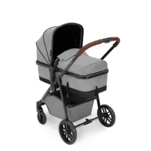 image of Ickle Bubba Moon 3 in 1 Travel System ISOFIX - Space Grey on Black with Tan Handles