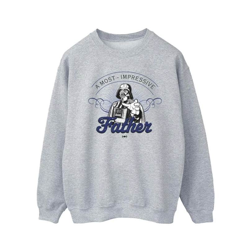 Image of Star Wars Star Wars Men A Most Impressive Father Sweatshirt in Grey Size: Small Grey S Male 5063376543873