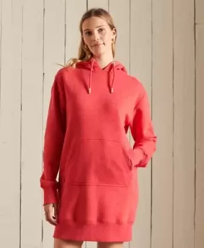Image of Superdry Womens Vintage Logo Embroidered Hoodie Dress Orange / Papaya Marl - Size: 10