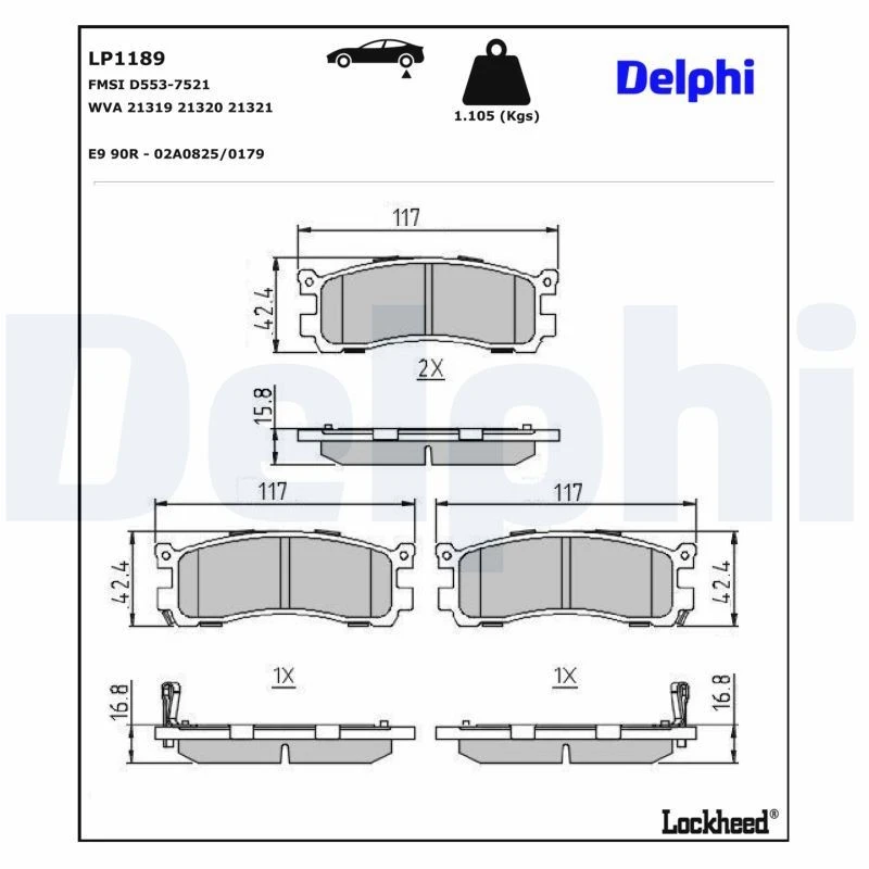 Image of DELPHI Brake pad set DELPHI LP1189