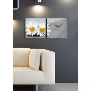 2P2828CS-1 Multicolor Decorative Canvas Wall Clock (2 Pieces)