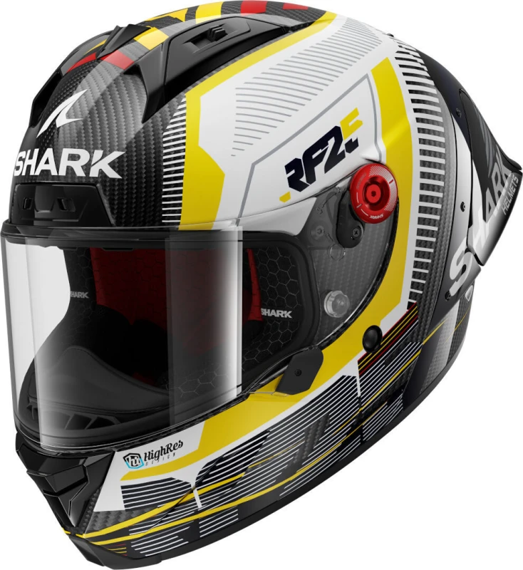 Image of Shark Aeron-GP Replica Raul Fernandez Signature DWY Carbon White Yellow Glossy Full Face Helmet Size XS