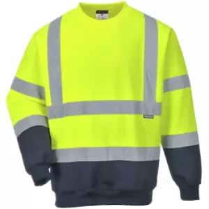 image of Portwest - B306 - Hi-Visibility Yellow Sz 4XL Two Tone Hi-Vis Sweatshirt Work Jumper - Hi-Visibility Yellow