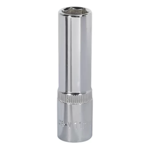 Image of Genuine SEALEY SP3811D WallDrive® Socket 11mm Deep 3/8Sq Drive Fully Polished