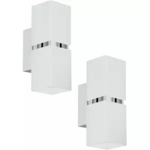 image of Loops - 2 pack Wall Light Colour Chrome Plated Steel White Square Shape Shade GU10 3.3W