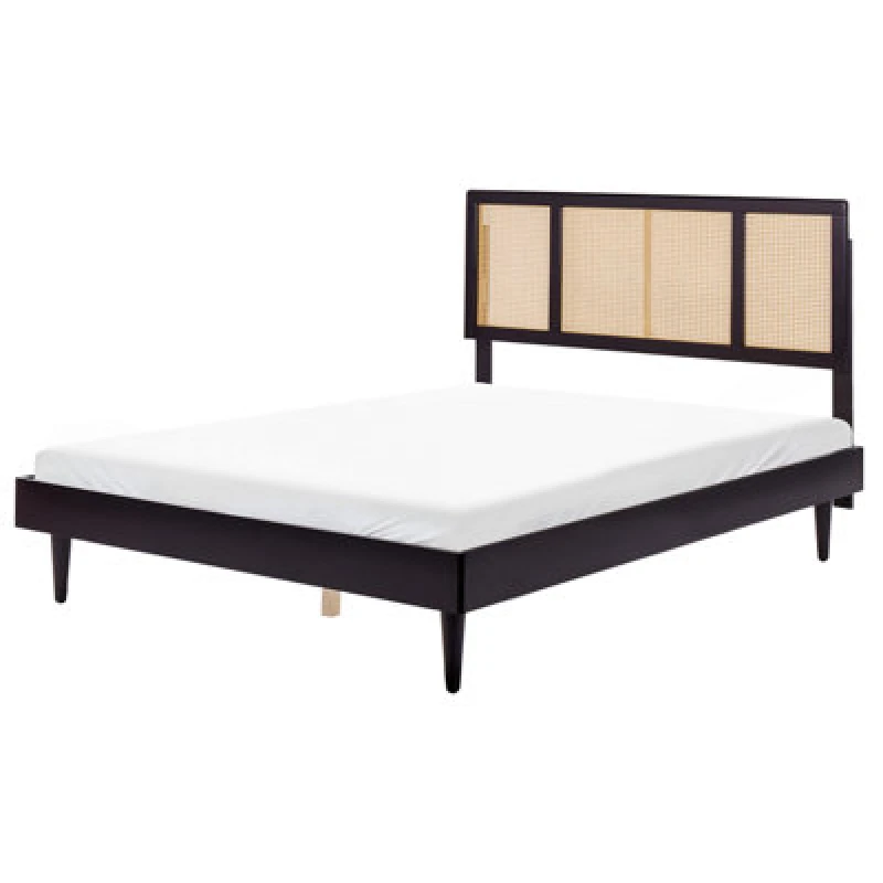 Image of Beliani Bed Rattan Auray 160 X 200 Cm (Eu King Size) Black