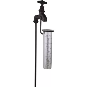 image of Cast Iron and Glass Garden Rain Gauge, Outside Tap