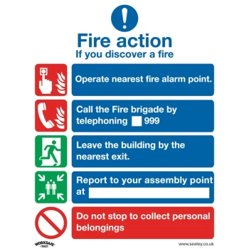 Image of Safety Sign - Fire Action Without Lift - Plastic - Pack of 10