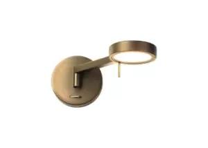 Image of Swing Arm Wall Lamp , Reader, 1 x 8W LED, 3000K, Antique Brass