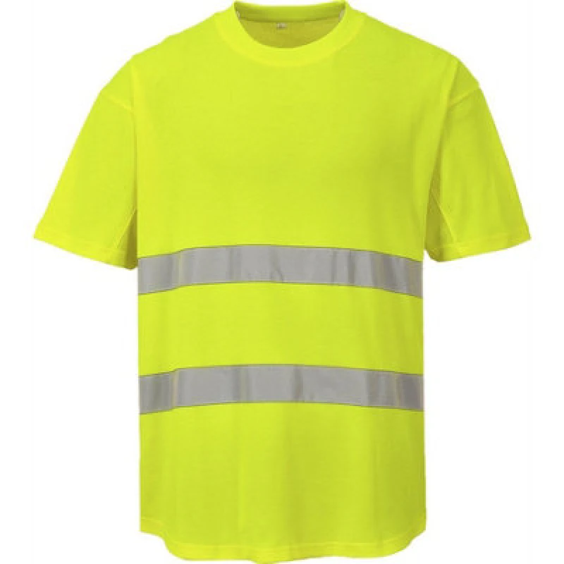 Image of Portwest Cotton Comfort Mesh Insert Hi Vis T Shirt C394YERXXL Colour: Yellow