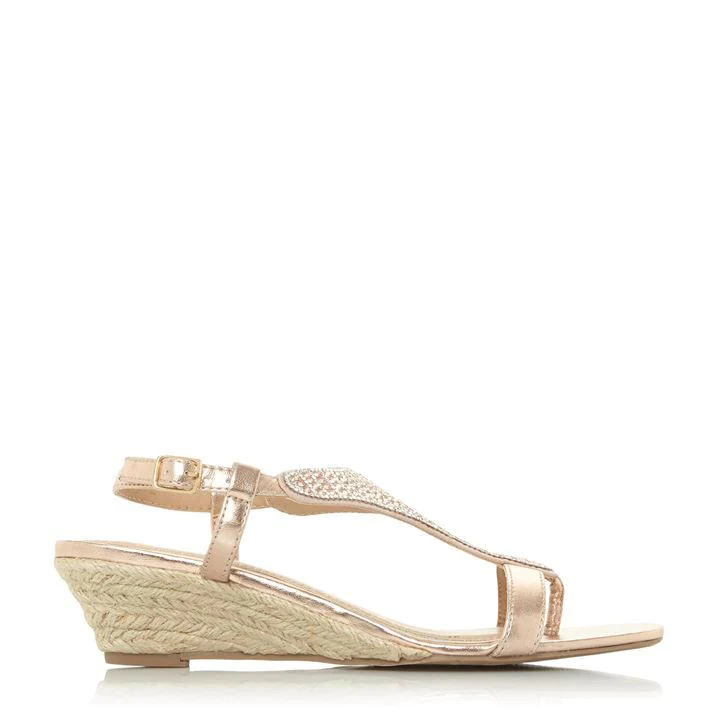 image of Head Over Heels by Dune Rose 'Nickolas' Wedge Heel Ankle Strap Sandals - 3