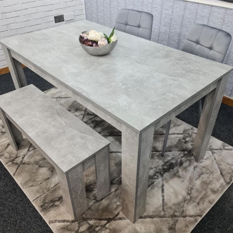 Image of KOSY KOALA Dining Table Set with 2 Chairs Dining Room and Kitchen table set of 2, and Bench Grey