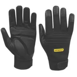 Stanley Vibration Absorbing Leather Performance Glove (One Size) (Black)