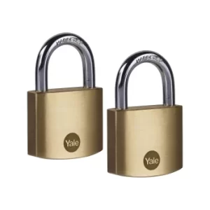 Image of Yale 2 Pack of Brass 40mm Padlocks