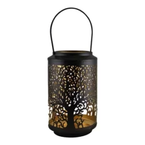 image of Medium Tree Of Life Cutout Design Black Candle Lantern