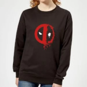 Image of Marvel Deadpool Split Splat Logo Womens Sweatshirt - Black