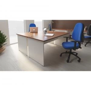 Image of Trexus Desk Rectangle Panel End 1400x800mm Walnut Top White Panels Ref