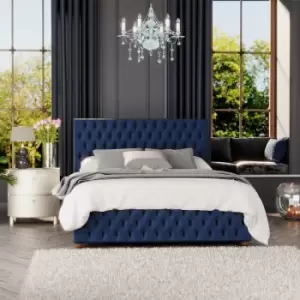 Image of Seren Ottoman Storage Bed, Plush Velvet, Navy Super King - Laurence Llewelyn-bowen