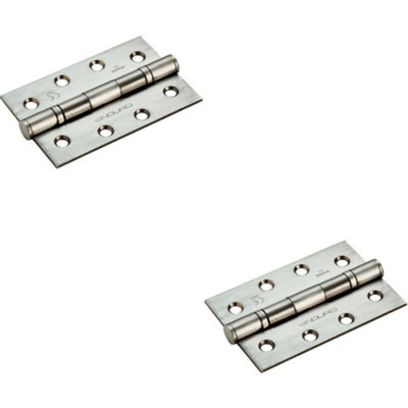 Image of Loops 2x PAIR 102 x 68 x 2.2mm Ball Bearing Hinge Satin Steel Interior Door Metallics