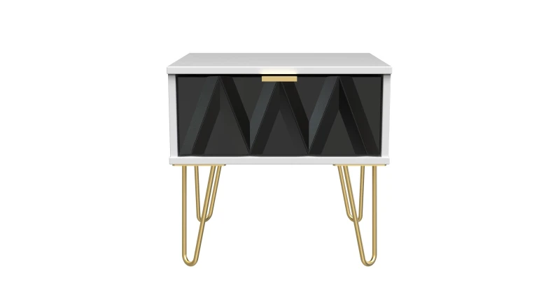 Image of Dallas 1 Drawer Bedside In Deep Black & White (Ready Assembled)