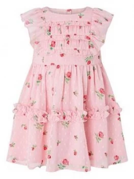 image of Monsoon Baby Girls S.E.W. Roses Ditsy Dress - Pink