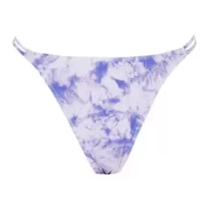 image of Missguided Tie Dye High Leg Thong Bikini Bottoms - Purple