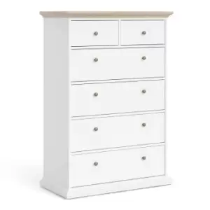 image of Paris chest of 6 Drawers, White/Light Oak