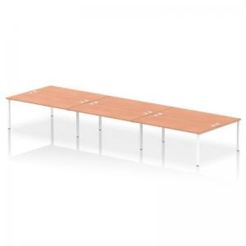 Image of Impulse Impulse Bench B2B 6 Person 1800 White Frame Office Bench Desk Beech IMB6P18BCHW