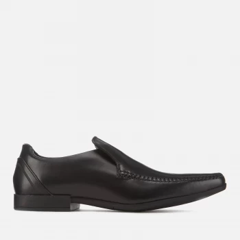 Image of Clarks Mens Glement Seam Leather Slip-On Shoes - Black - UK 10