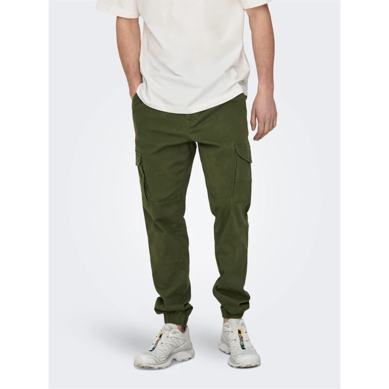 Image of Only and Sons Mens Carter Cargo Trousers Olive Night male 36W R
